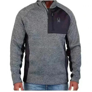 Spyder Men’s Raider Black 1/4 Zip Fleece Pullover Midlayer Size M